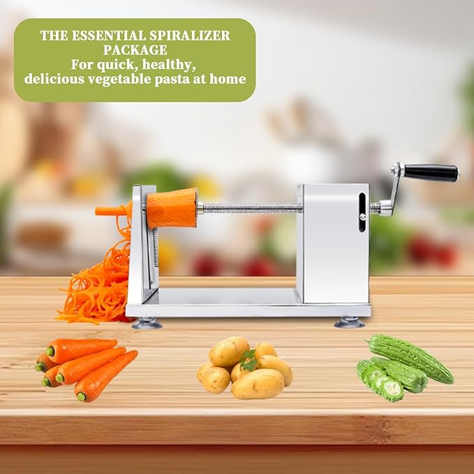 Vegetable Spiralizer Zucchini Noodle Maker for Healthy Industrial Quality Vegetable Slicer for Veggies, Potato Cutter, Zoodle Maker, with Strong Suction Cup Spiral Vegetable Cutter Slicer