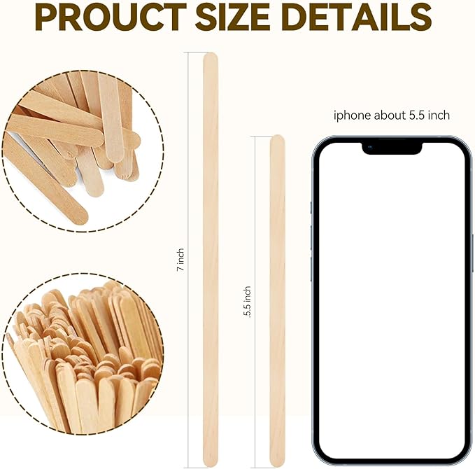 150 Count Bamboo Coffee Stirrer - Disposable 7 inches Long Wooden Stir Sticks for Coffee and Cocktails - Smooth, Splinter-Free Beverage Mixers - Ideal for Cafe, Bars and Drink Stations