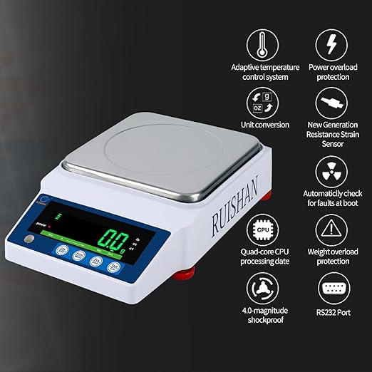 Large Range 10kg x 0.1g Precision Lab Balance Scale Grain/Gram Scale Scientific Scale Calibrated Scale Industrial Laboratory Weighing and Counting Scale Table Top Scale | for Lab, Jewelry