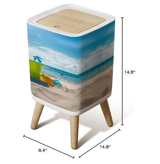 Small Trash Can with Lid Beach Toys Sand Wastebasket with Press Cover Dog Proof Garbage Can Waste Bin for Kitchen Bathroom Nursery 2.6 Gallon