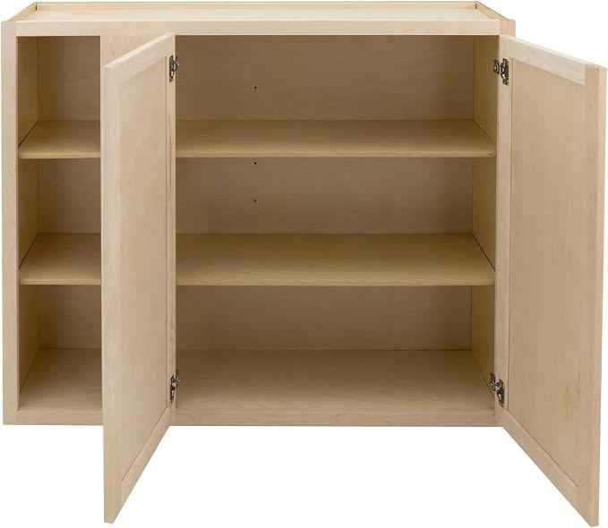 Quicklock RTA (Ready-to-Assemble) 42" Tall Wall Kitchen Cabinets - Shaker Style | 100% Hardwood | Made in America | Soft Close Hardware (12" D x 42" W x 42" H Blind Corner, Raw Maple)