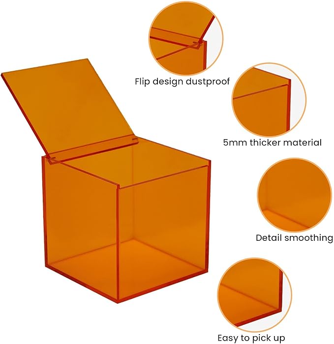 Coffee Capsule Storage Box Coffee Pod Holder Organizers Accessories Anti Dust Durable Clear Acrylic Box for House and Office Use, Orange, 5x5 In