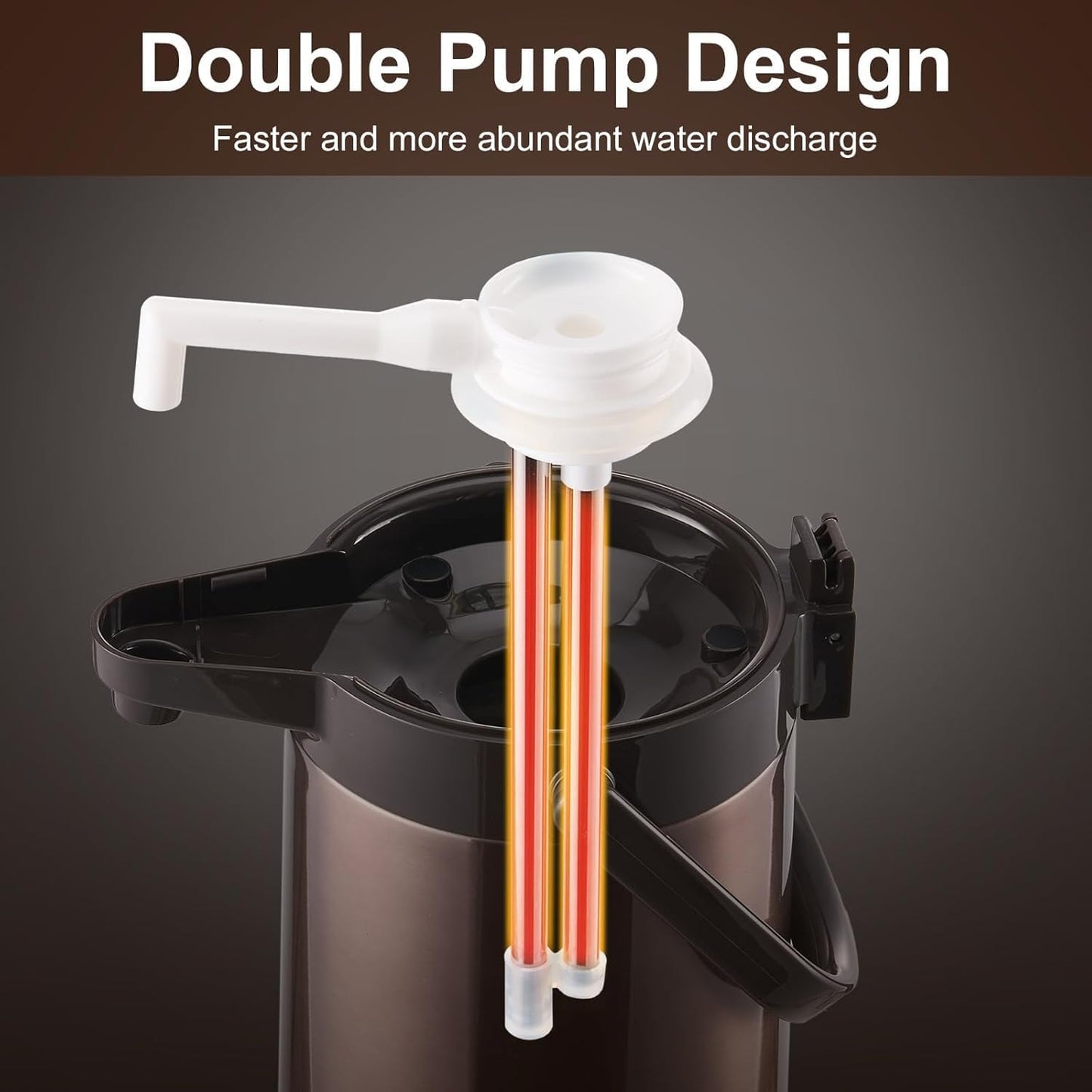 PARACITY Upgraded Airpot Coffee Carafe with Double Pump 84oz/2.5L Stainless Steel Drink Dispenser for Hot/Cold Beverage with Lazy Susan Base, Coffee Termos Para Cafe for Hot Cocoa for Parties