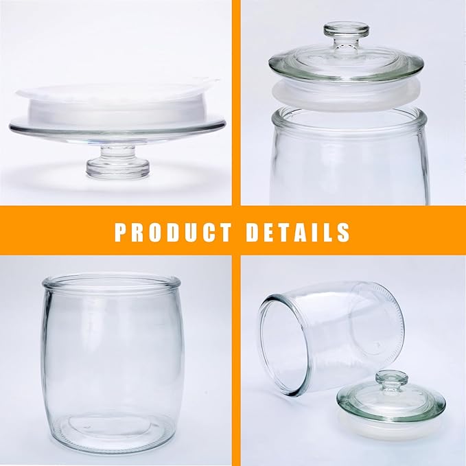 Maredash 1 Gallon glass jars, Cookie Jar & Candy Jar with Lid, Large Food Storage Container,glass jar with lid for Buffet, Coffee & Flour, Laundry Room Storage & Pantry 2pcs