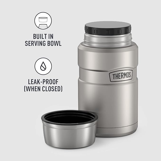 THERMOS Stainless King Vacuum-Insulated Food Jar,24 Ounce,Matte Steel,(Pack of 4)