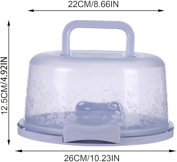 Generic Translucent Modern Cake Carrier With Handle - 10.24x8.66x4.92 inches, 6.6L, Blue, Food Grade PP, Reusable, Non-Toxic, Portable, Microwaveable, Dishwasher Safe