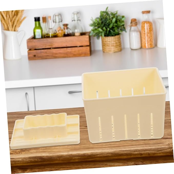 Cabilock 4Pcs Tofu Press Mold Set Household Cheese Maker Tool Food-Grade Plastic Adjustable Pressure for DIY Tofu and Cheese Suitable for Home Cooking and Vegan Recipes