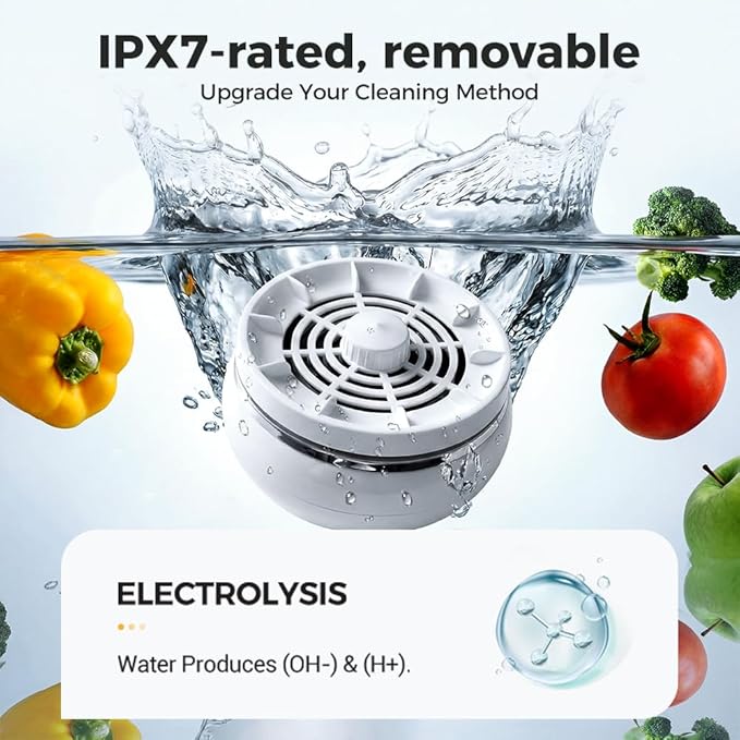 Fruit and Vegetable Washing Machine, Waterproof Fruit and Vegetable Cleaner, Rotatable Fruit and Vegetable Machine, The Fruit Cleaner Device Automatically Turns on in The Water (Green)