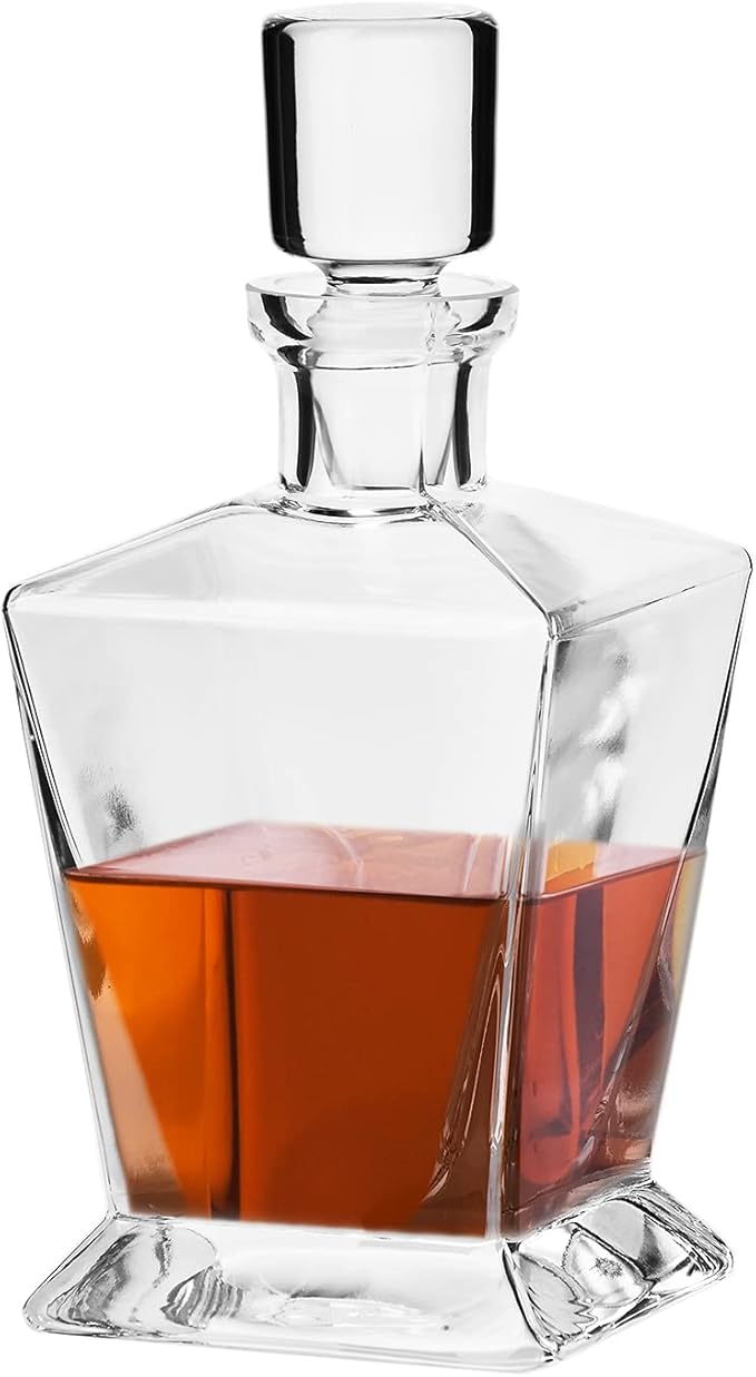 Krosno Whiskey Decanter Carafe with Stopper | 25.4 oz | Caro Collection | Home Restaurants Parties | Gift Idea Wedding Bar Mitzvah | Made in Europe