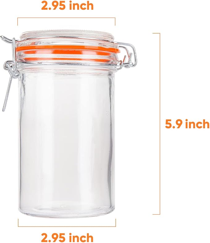 Glass Jars With Airtight Lids, 16 oz Glass Jars With Leak Proof Rubber Gasket,Wide Mouth Mason Jars With Hinged Lids For Kitchen Canisters,Glass Storage Containers 12 Pack