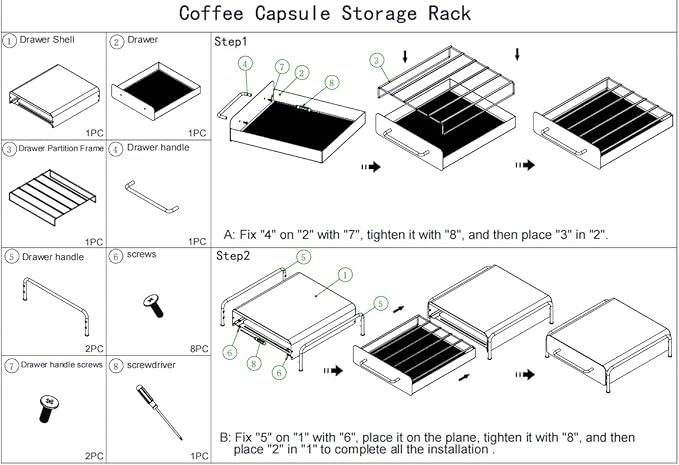 K Cup Holder Drawer, Compatible with K-Cups, 30 Pods Capacity, K Pod Drawer Organizer for Countertop, Coffee Machine Base, Easy Installation (White)