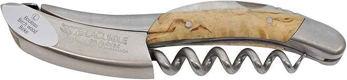 Laguiole En Aubrac Sommelier Waiter's Corkscrew, Birchwood Handle, Wine Opener With Foil Cutter & Bottle Opener, Brushed Bolster