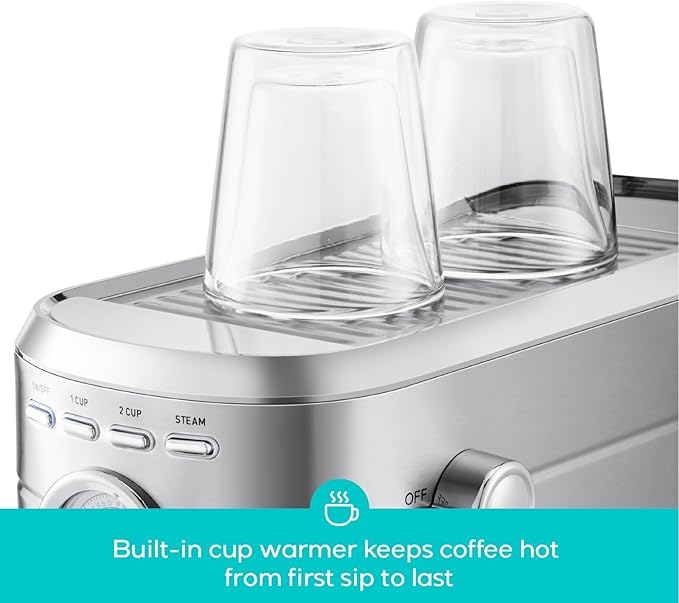 CASABREWS CM5418 Espresso Machine 20 Bar, Compact Espresso Maker with Steam Milk Frother, Stainless Steel Coffee Machine with 34oz Removable Water Tank for Cappuccino, Small Latte Machine, Silver