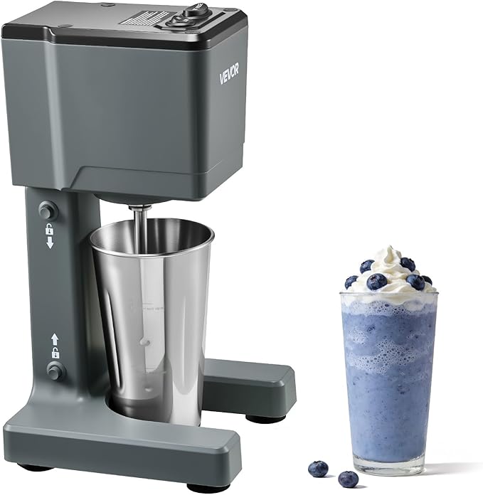 VEVOR Milkshake Maker, 150W Single Head Milkshaking Machine, Height Ajustable, Dual-Speed Adjustment Drink Mixer Blender with 820ml Stainless Steel Cup, for Home, Kitchen, Bar & Beverage Shop