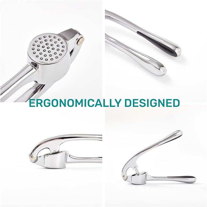 Garlic Press, Premium Rust Proof Kitchen Garlic Mincer Crusher Squeezer with Ergonomic handle, Ginger Crusher with Good Grip, Easy to Clean, Dishwasher Safe