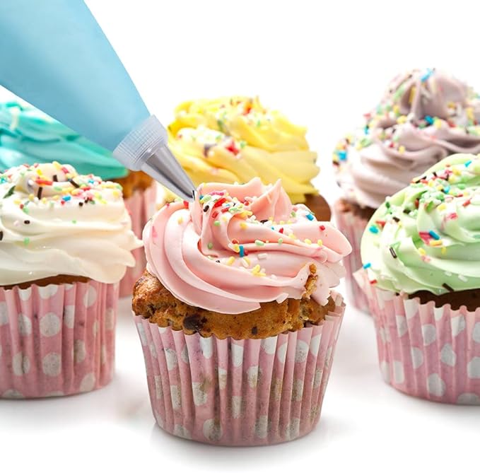 200Pcs Piping Bags and Tips Set, 12 Inch Pastry Bags, Cakes Decorating Kit Supplies, Icing Bags Disposable with 1 Reusable Piping Bags, 12 Frosting Tips, 2 Couplers, 2 Bag Ties