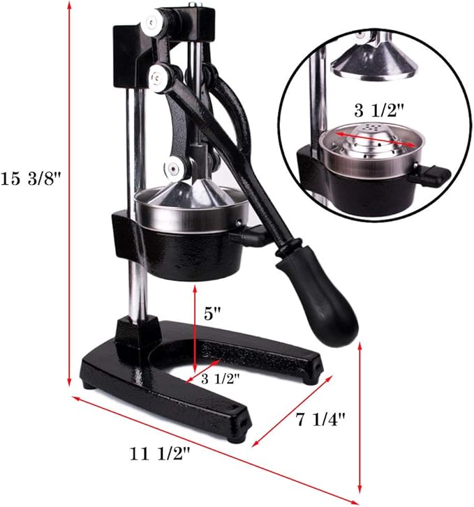 Manual Citrus Juicer Press, Commercial Orange and Lemon Juice Squeezer Extractor (Black)