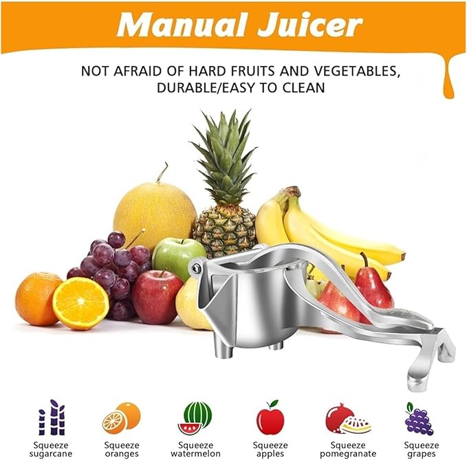 Manual Juicer Hand Press Manual Juicer, Fruit Juice Squeezer, Detachable Heavy Duty Citrus Extractor Tool, Metal Alloy