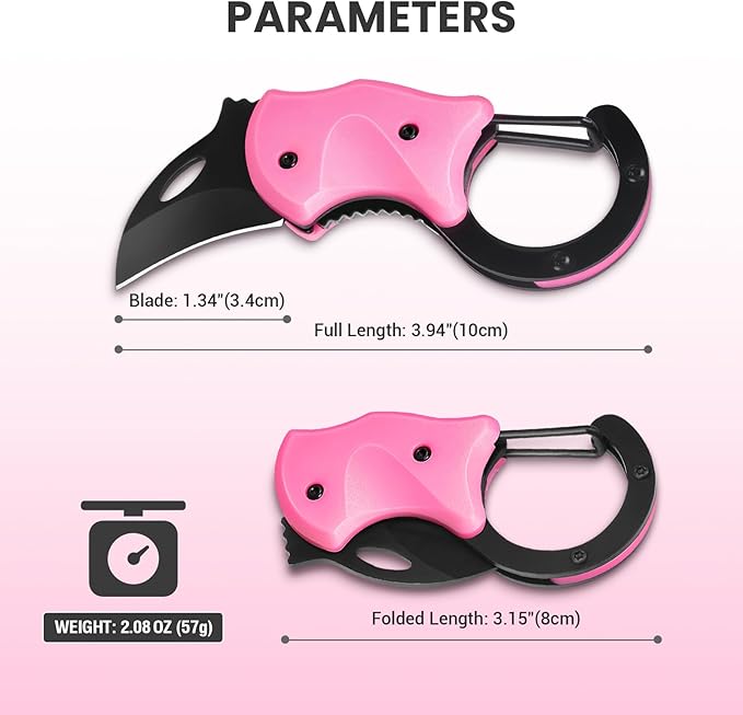 Pink Keychain Knife Stocking Stuffers Gifts for Mom, Cute Box Cutter Small Pocket Knife Gadgets, EDC Knives Tool with 1.34 inch Sharp Blade for Everyday Carry, Womens Christmas Gift for Her