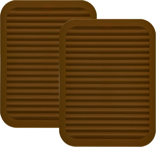 Smithcraft Silicone Trivets Mats for Hot Dishes and Hot Pots, Hot Pads for Countertops, Tables, Pot Holders, Spoon Rest Small Drying Mats Set of 2 Color Brown