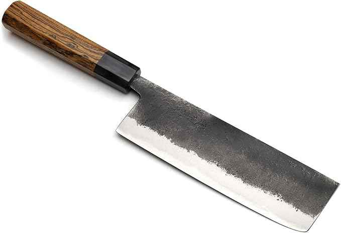 Yoshihiro Nashiji High Carbon White Steel #2 Japanese Nakiri Vegetable Knife with Cocobolo Wood Handle (6.5'' (165mm) & No Saya)