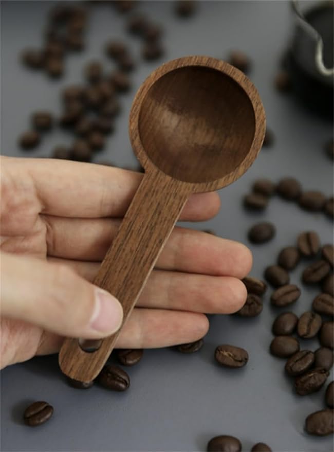 Wooden Coffee Spoon in Walnut, Coffee Scoop Measuring for Coffee Beans, Whole Beans Ground Beans or Tea, Home Kitchen Accessories, Coffee Scoop - 1 Pack, 15ml