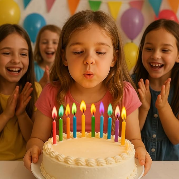 by Tugba Aydan - 24 Count Birthday Cake Candles Happy Birthday Candles Colorful Candles Holders Included