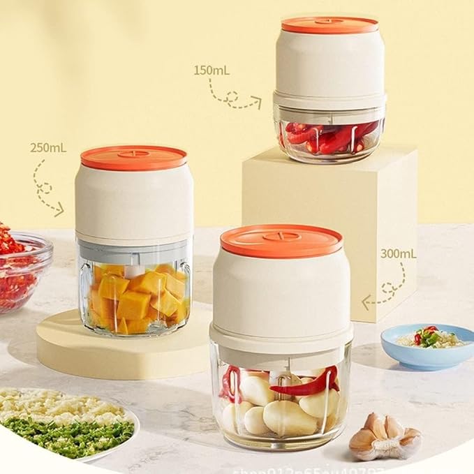 Mini Cordless Electric Mini Chopper, Portable Powerful Garlic Chopper, Onion Grinder, Masher, Crusher, Food Processor for Ginger, Chili, Veggie (Size : 300ml)