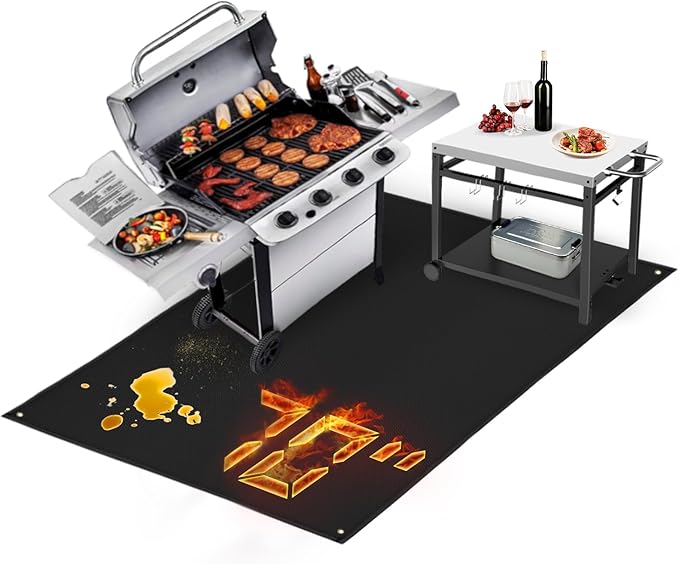 TOHONFOO 70 x 48 in Grill Mats for Outdoor Grill, Fireproof Griddle Mats Compatible with Blackstone to Protect The Deck, Griddle Accessories Compatible with Blackstone - 0.6mm