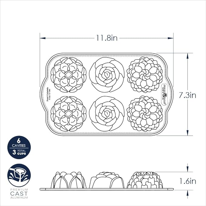 Nordic Ware Floral Cakelet, 3 Cups, Toffee
