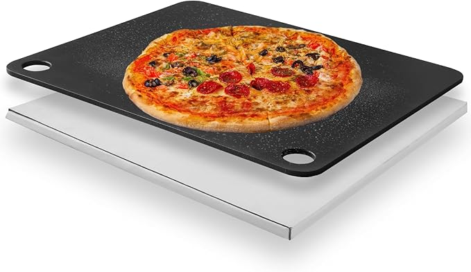 Baking Steel for Oven & Grill, Pizza Steel, Duvecfoi 16x13.4” Pizza Baking Pan for Artisan Pizza, Multi-Purpose Baking Tool for Home Cooks & Pizza Lovers, Fast Heating(.25" Thick)