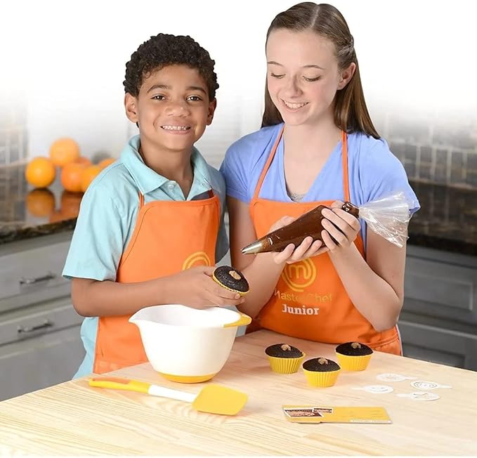 MasterChef Junior Baking Kitchen Set for Kids - 7 Pc. Kit Includes Real Cooking Tools for Kids w Recipes, Xmas Holiday Gift Party- Homemade Treats