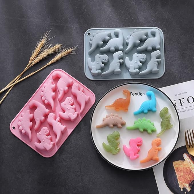 Silicone Cake Pop Mold Non Stick Fancy Mold Cake Pan 8 Cavity dinosaur shape Candy Cupcake Cornbread Chocolate Brownie Gummy Resin Crafts Cake