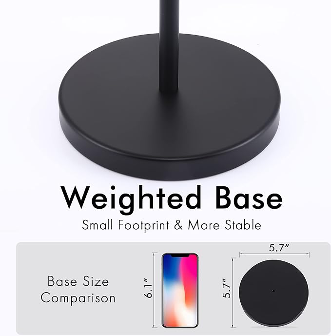 KES Black Towel Rack, Tall Hand Towel Stand 16.5" Fit Standard Hand Towels, T-Shape Standing Hand Holder Countertop Weighted Base, SUS304 Stainless Steel Matte Black, BTH208S14B-BK