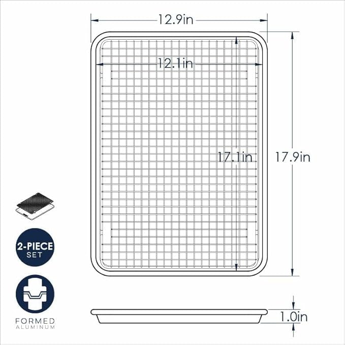 Nordic Ware - 43172AMZM Nordic Ware Half Sheet with Oven Safe Nonstick Grid, 2 Piece Set, Natural