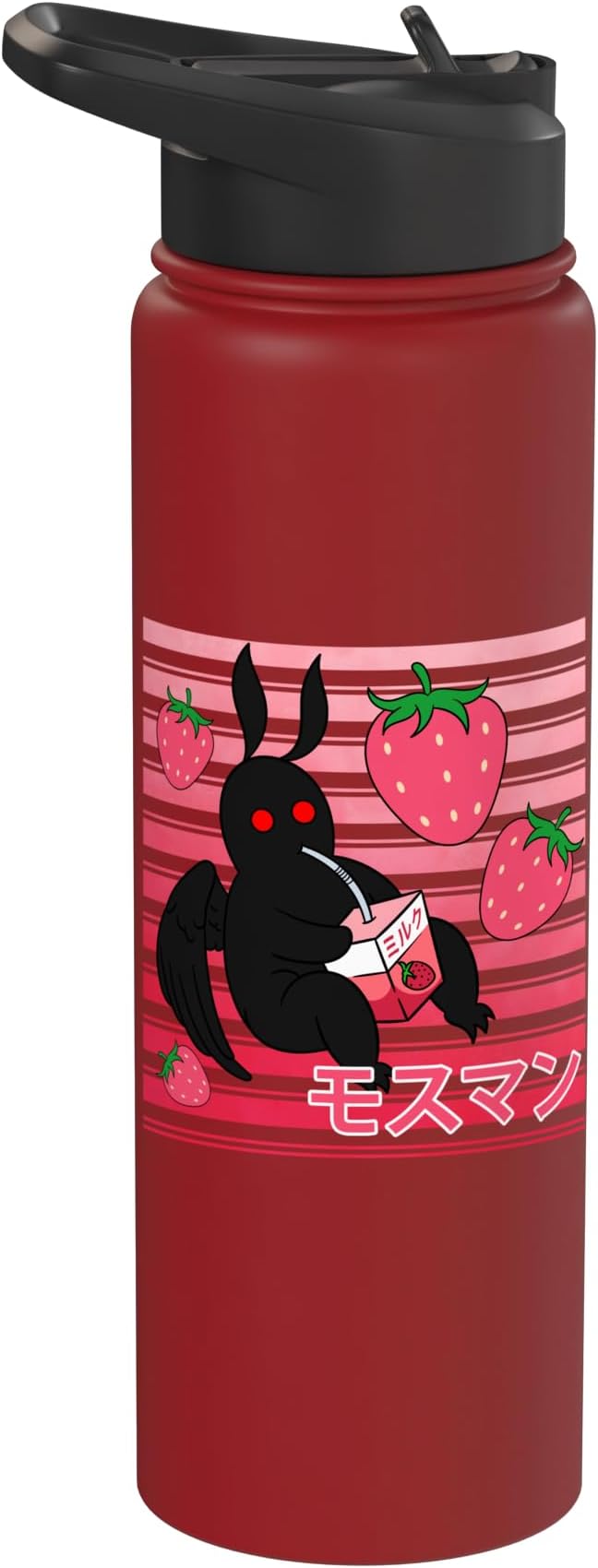 Mothman Kawaii Strawberry Milk Shake Carton Stainless Steel Insulated Water Bottle