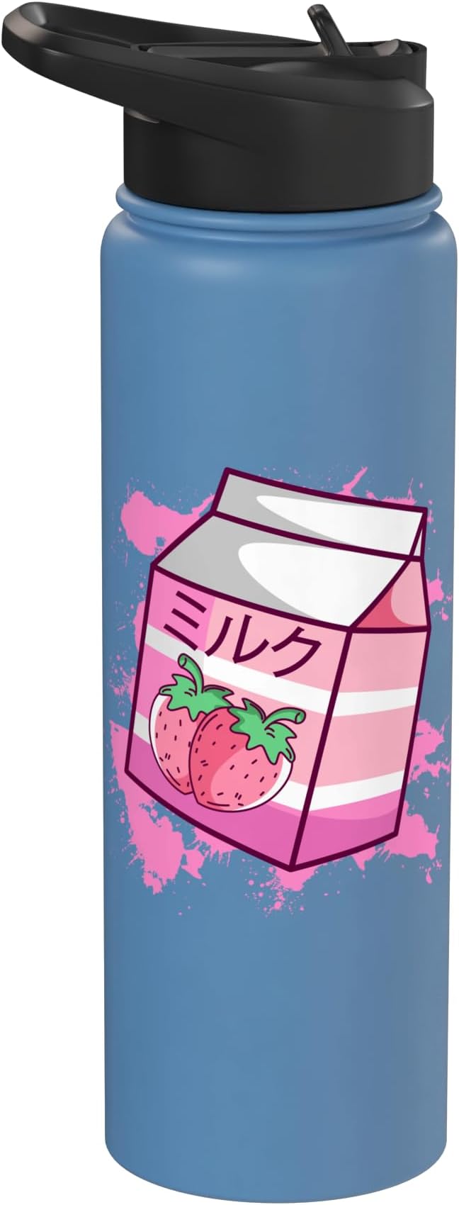 Kawaii Japanese Pink Retro 90s Strawberry Milk Carton Stainless Steel Insulated Water Bottle