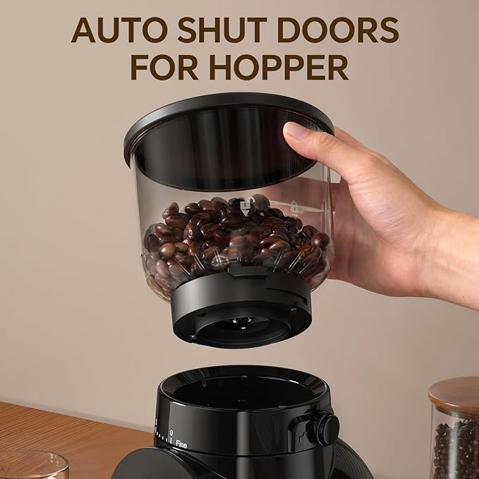 Electric Coffee Grinder, Burr Coffee Beans Grinder with 30 Grinding Settings, Burr Mill Grinder for Home Use, Touchscreen Adjustable 2-10 Cups or 40-Second Timer, Stainless Steel
