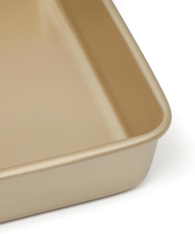 Martha Stewart Gallen 3-Piece Baking Pan Set – 13", 15", 17" Baking Pans, Ceramic Nonstick, PFA-Free, Carbon Steel, Champagne – Oven Safe to 450°F, Warp-Resistant, Easy to Clean - Taupe