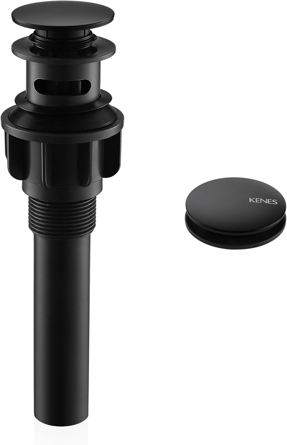 KENES Pop Up Bathroom Sink Drain with Overflow, Matte Black Pop Up Drain Stopper Anti Clog Pop Up Drain Stopper Lavatory Bathroom Vanity Sink Drain