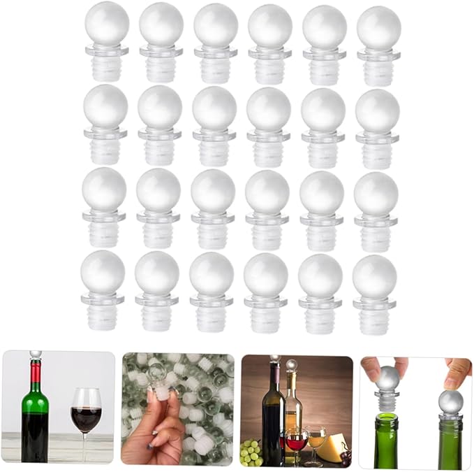 24pcs Glass Ball Stoppers Ball Wine Stoppers Wine Bottle Toppers for Bottles