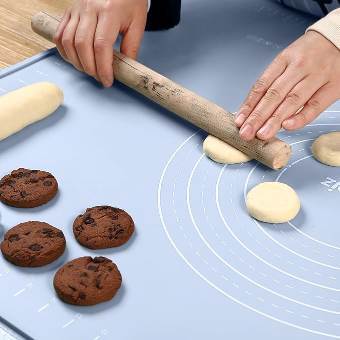 Silicone Pastry Mat 20"*16" Extra Thick Non Stick Baking Mat Food Grade Silicone Dough Rolling Bake Mat with Edge Heightening Blue