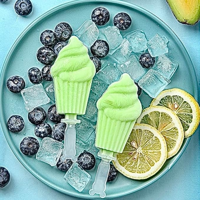 3 Pcs Cute Silicone Ice Cube Mold Set For Toddlers and Kids, BPA-Free Food Grade Ice Tray, Homemade Frozen Popsicle Maker Mold (3 PCS (fruit*1+love*1+ice cream*1))