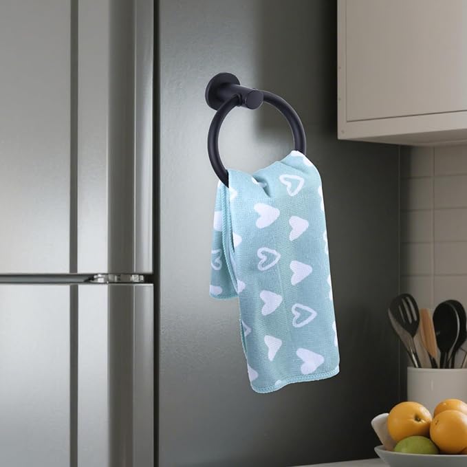 Magnetic Towel Holder for Refrigerator, Magnet Towel Ring Hand Towel Bar Hook Hanger for Fridge, Kitchen Dishwasher, Stove, Oven, Sink, Laundry Washer, Dryer, Black