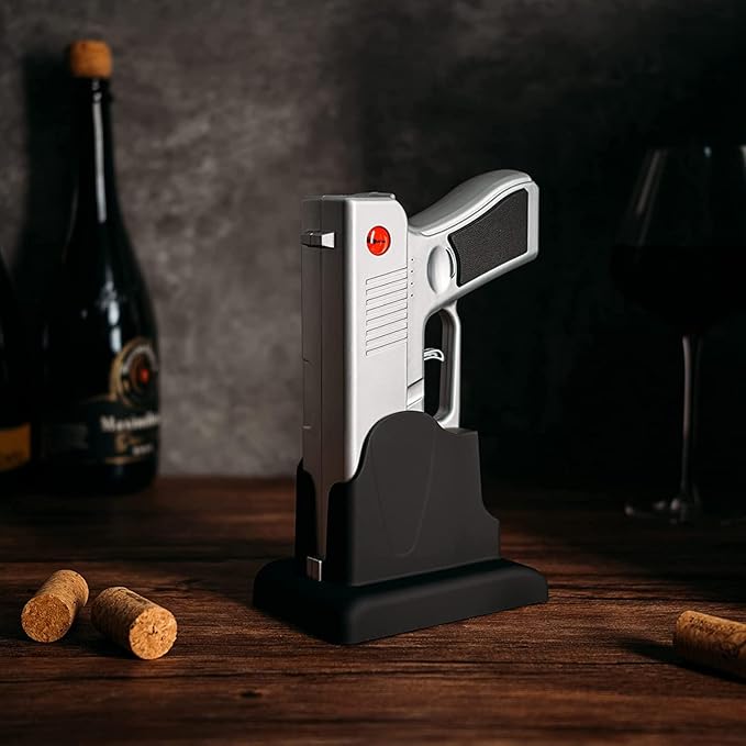 Electric Gun Wine Opener - Corkscrew Wine Opener-Rechargeable Battery, Open Wines Electronic Cork Puller - Unique Anniversary Birthday Gifts for Him, Wine Gifts for Men, Winter Gun Lovers Gifts
