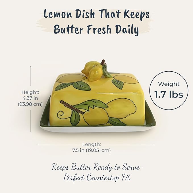 Blue Sky Clayworks Exceptionally Yellow Lemon Butter Dish