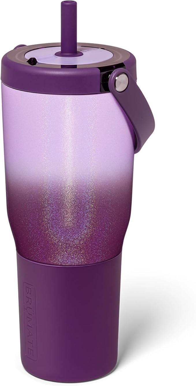 BrüMate Resa 35oz 100% Leakproof Travel Tumbler with Handle & Straw | Flexible SoftSip Straw | Silicone Sleeve for Durability | Stainless Steel | Cup Holder Travel Friendly Water Bottle (Violet Crush)