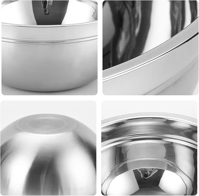 Mixing Bowls, 5Pcs Stainless Steel Mixing Bowl Set, Utensils for the Kitchen, Multifunctional, Stackable, Dishwasher Safe, 3.75L / 3.25L / 2.5L / 2L / 1.3L (Without)