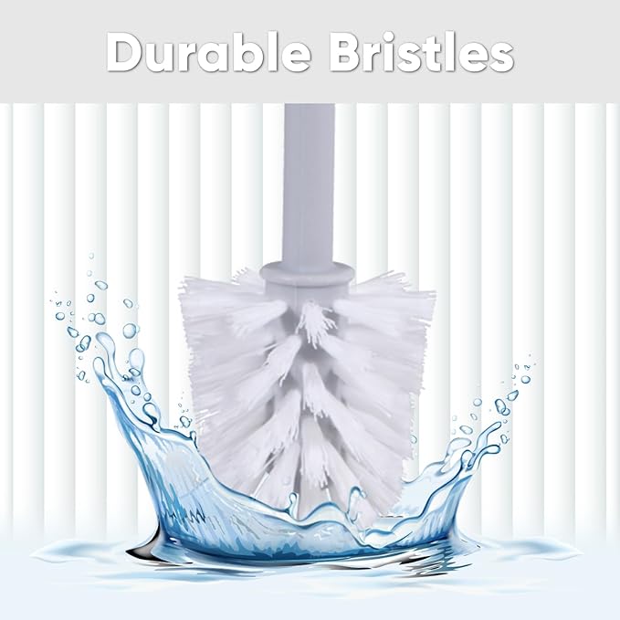 Eco-Friendly Decorative Plastic Toilet Bowl Brush and Holder Set, (2 Pack) Cleaner Scrubber for Bathroom - Ribbed Design