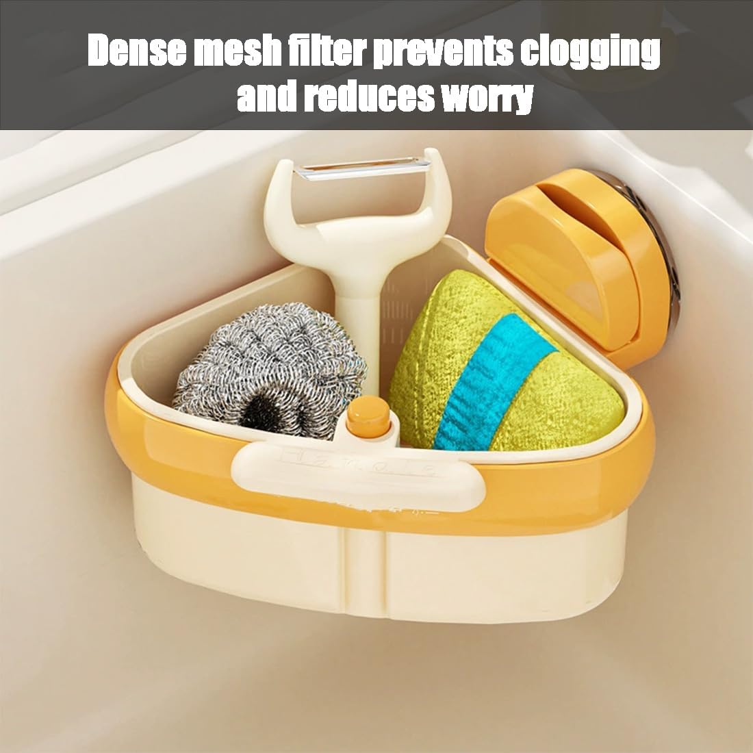 Suction Cup Sink Corner Rack, Sink Strainer Basket, 2025 New Upgraded Suction Cup Press Sink Drainer Basket, Press Automatic Dumping Sinks Strainer Basket (2pcs-b)